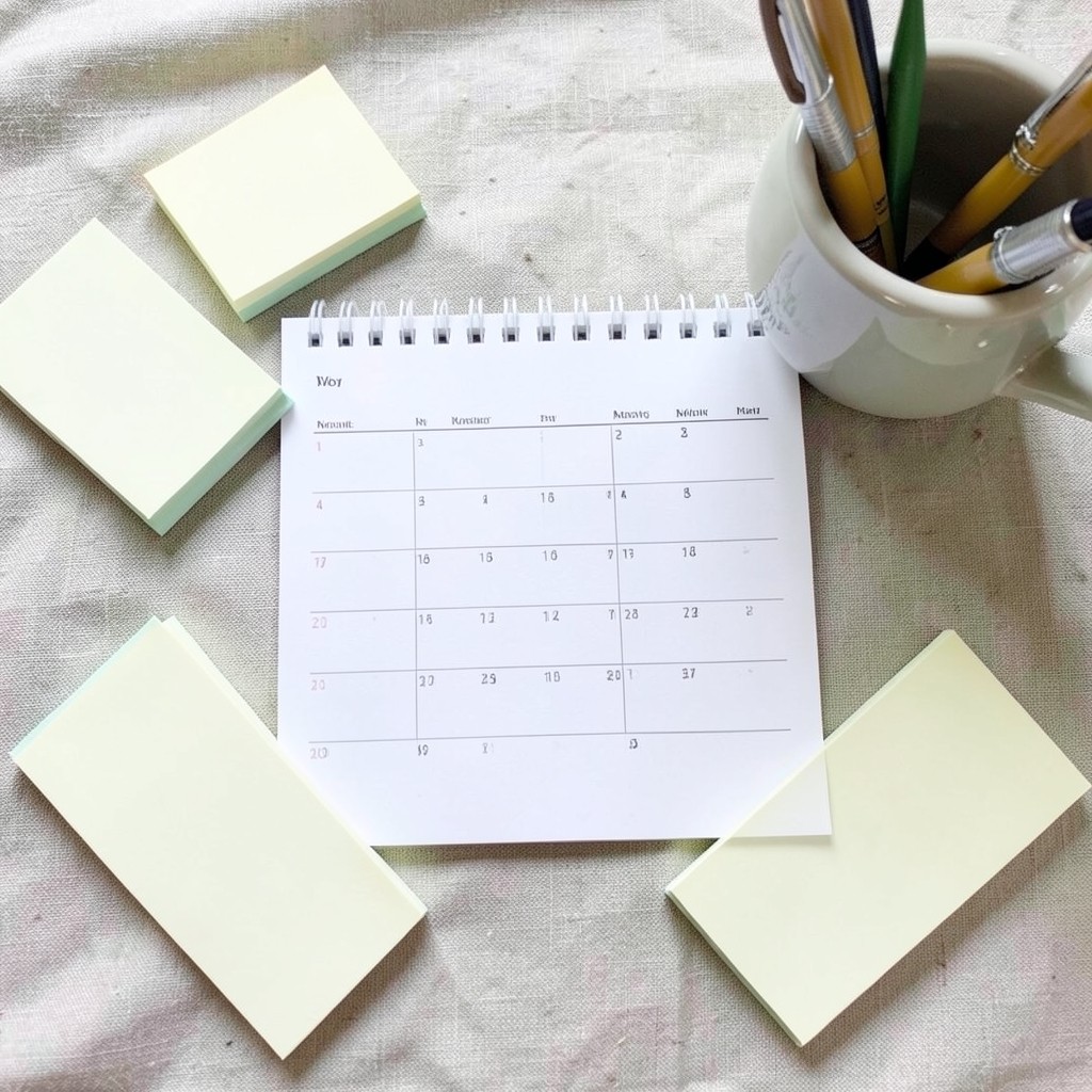 Kalender und Notizen für die Planung von Beratungsterminen zum beruflichen Wiedereinstieg